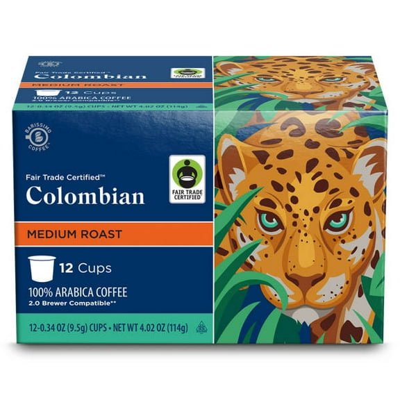 Fair Trade Colombian Medium Roast Coffee Pods, 12 count- Pack of 2