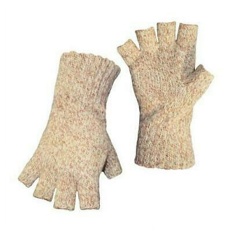 2PK Boss Unisex Indoor/Outdoor Rag Wool Half Finger Glove Brown L 1 pair 