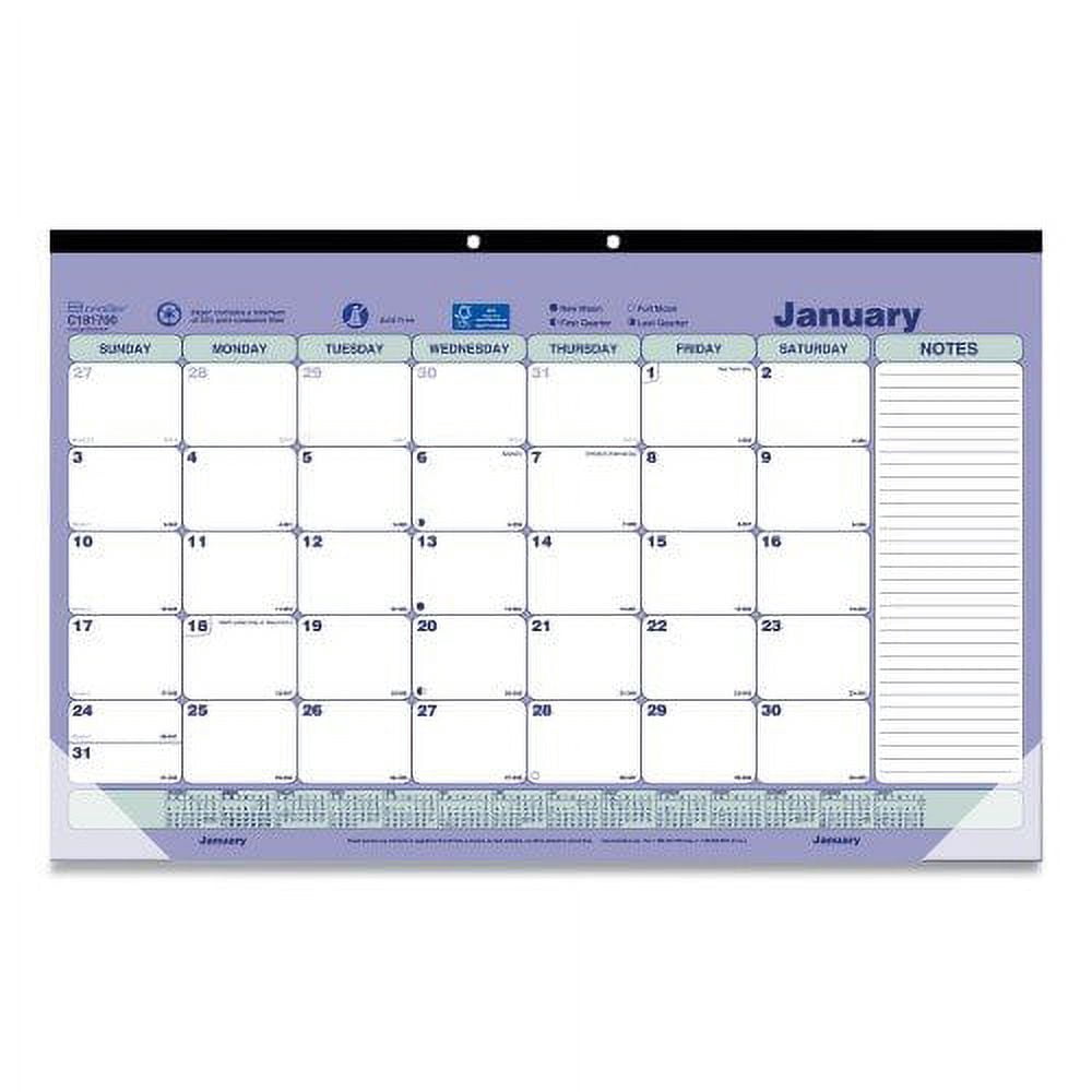 2PK Brownline Monthly Desk Pad Calendar, 17.75 x 10.88, White/Blue