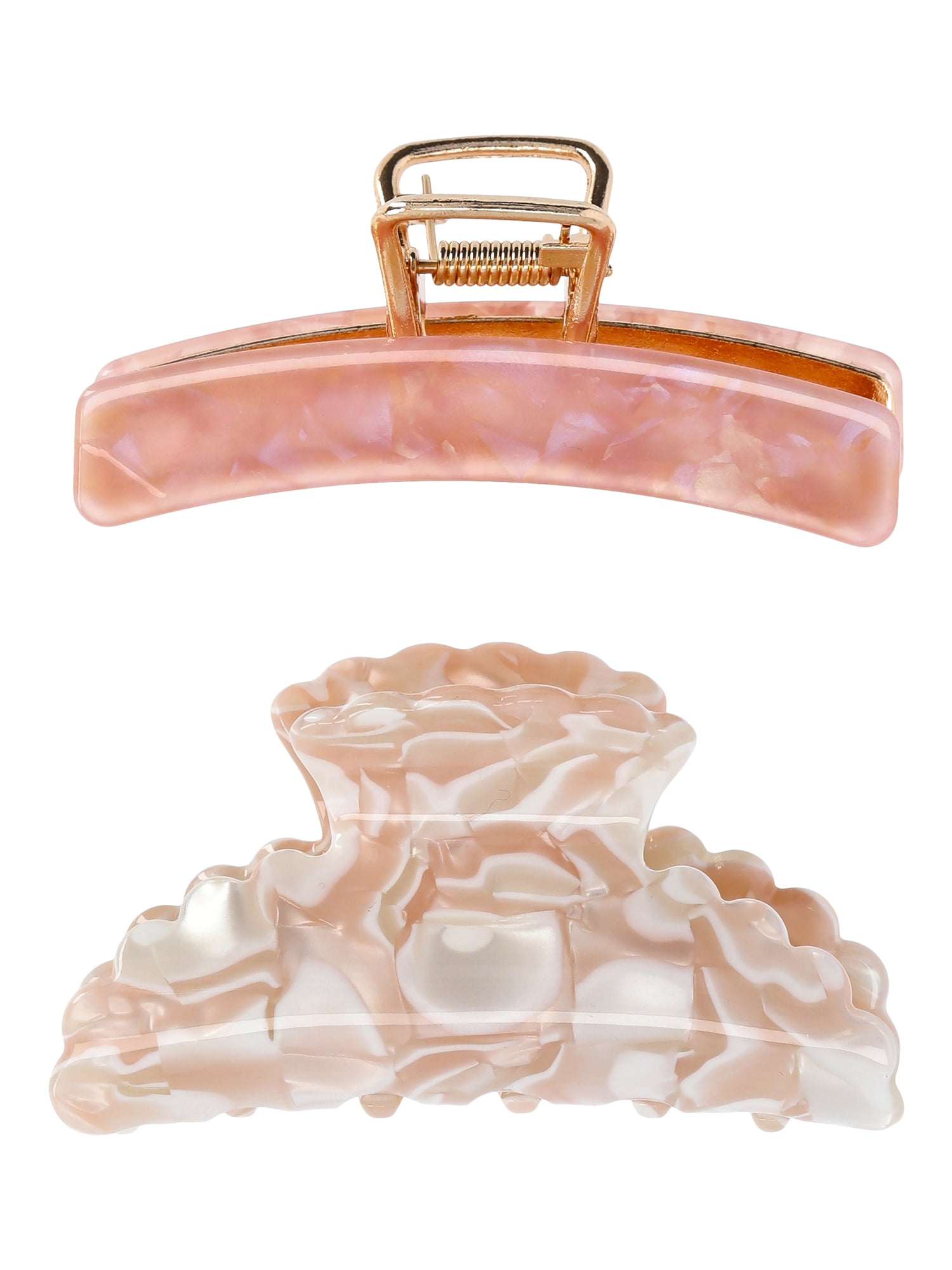 Time and Tru Women's Hair Claw Clips, 2-Pack, Pink