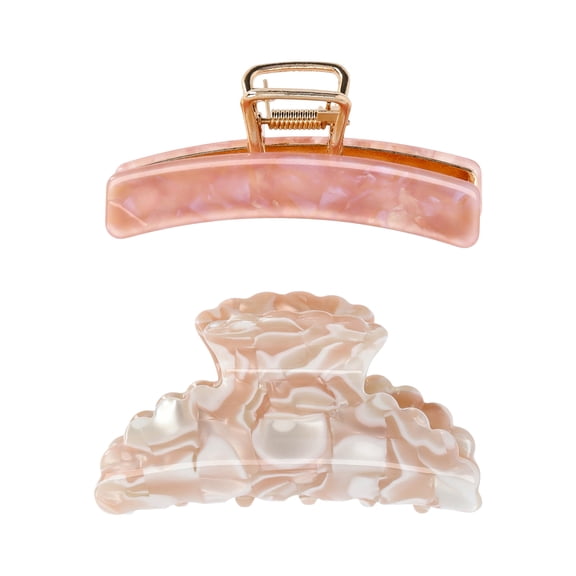 Time and Tru Women's Hair Claw Clips, 2-Pack, Pink