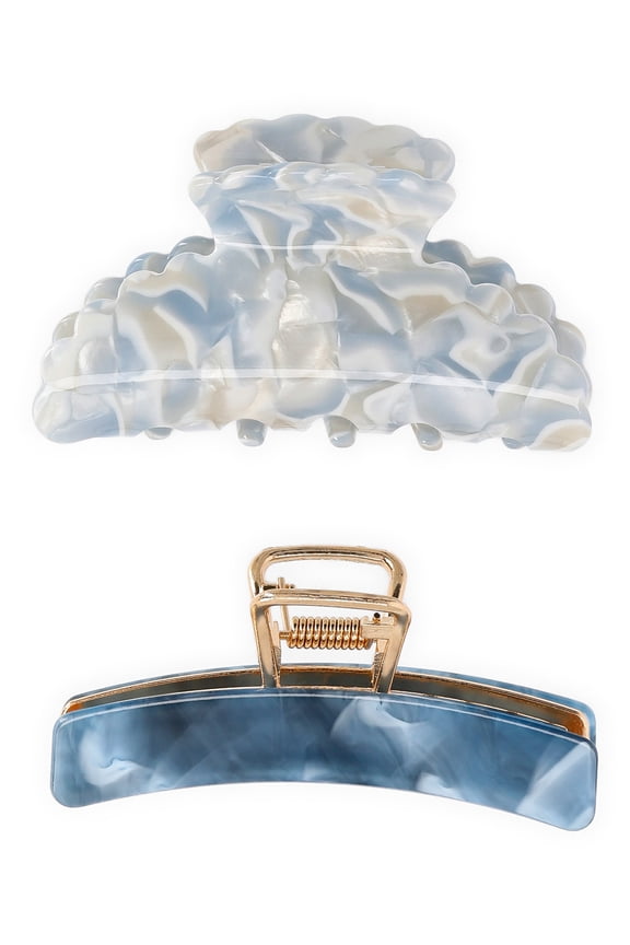 Women's Hair Claw Clips, 2-Pack, Blue