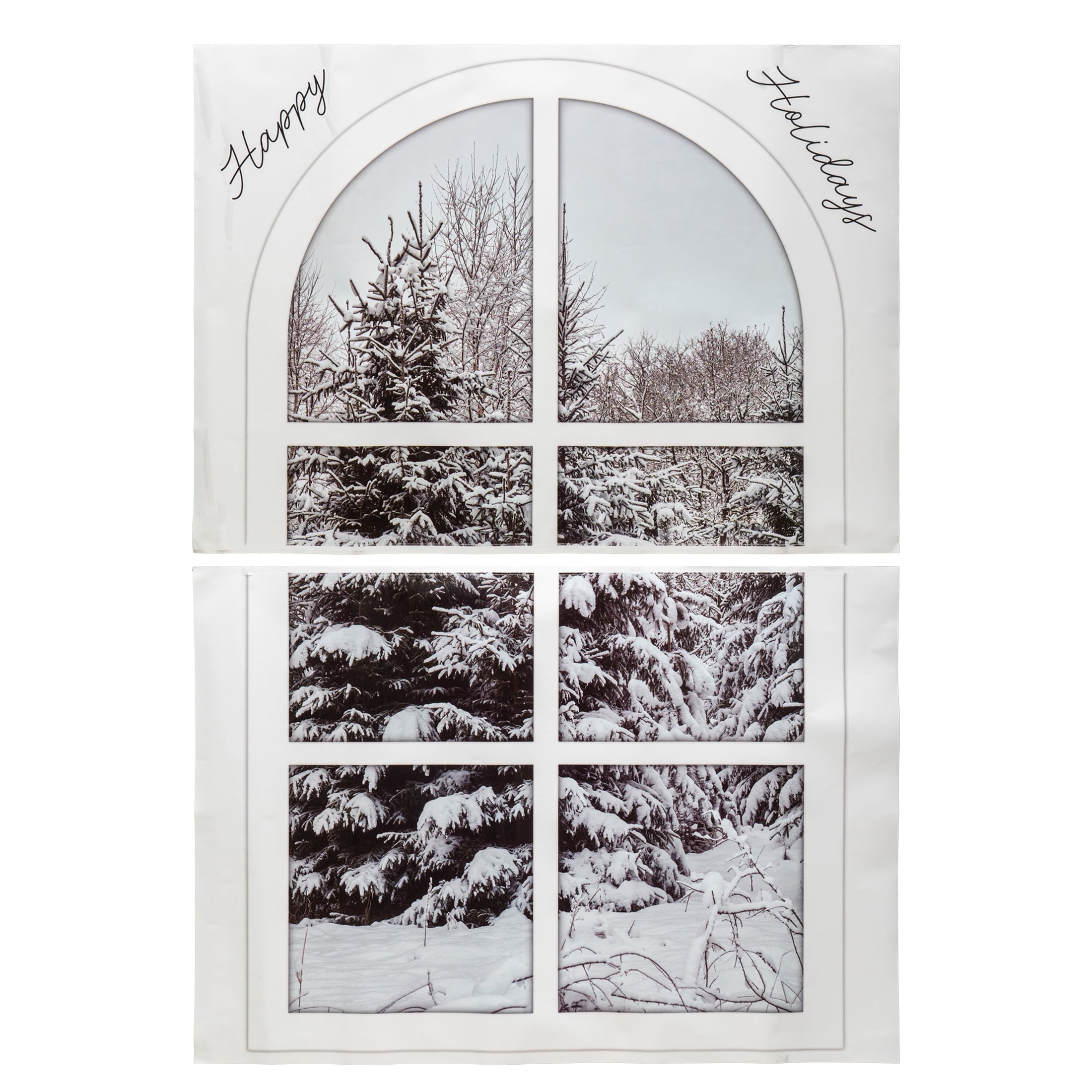 Wintry Scene Peel and Stick Christmas Wall Art, Multicolor, 19.5" x 27.5", 2 Sheets, by Holiday Time