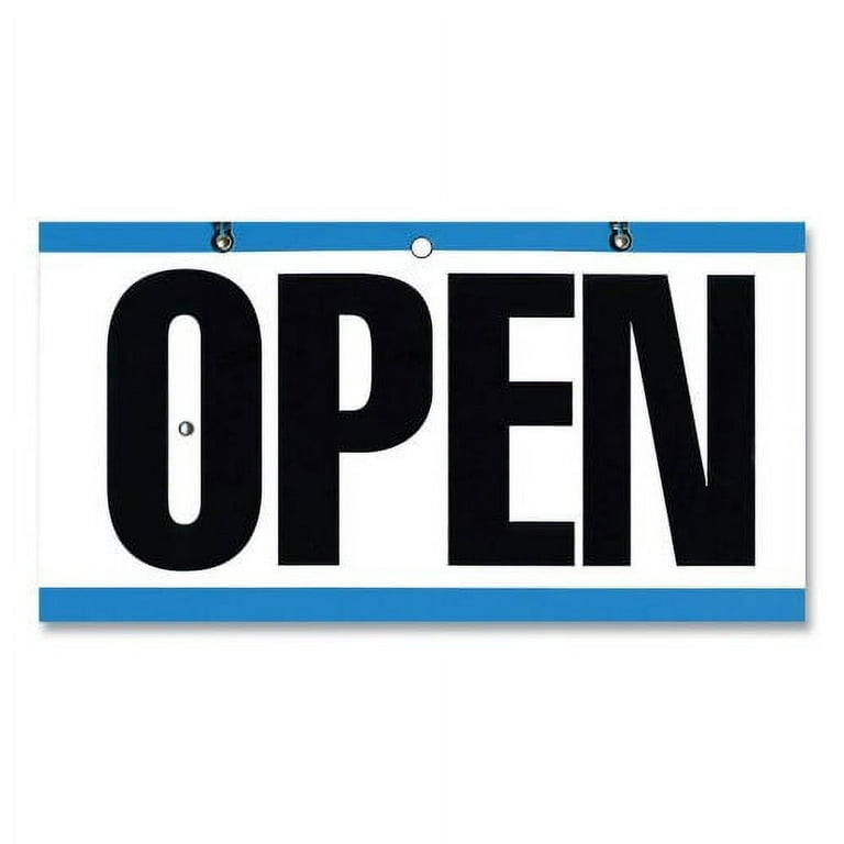 Open/Closed Outdoor Sign, 11.6 x 6, Blue/White/Black Open/Closed Outdoor Sign, 11.6 x 6, Blue/White/Black