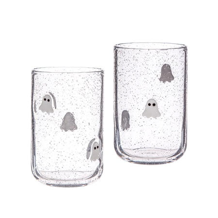 Way to Celebrate 16 oz Ghost Charm Drinking Glass, 2-Pack