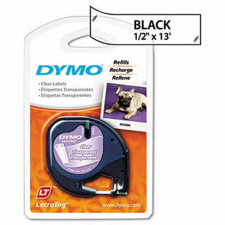 2PK Dymo 16952 LetraTag 1/2 Plastic Label Cassette Refill, Clear