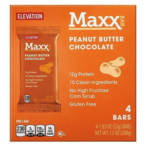 2PK - Elevation Chocolate Peanut Butter Maxx Bar, 4 count