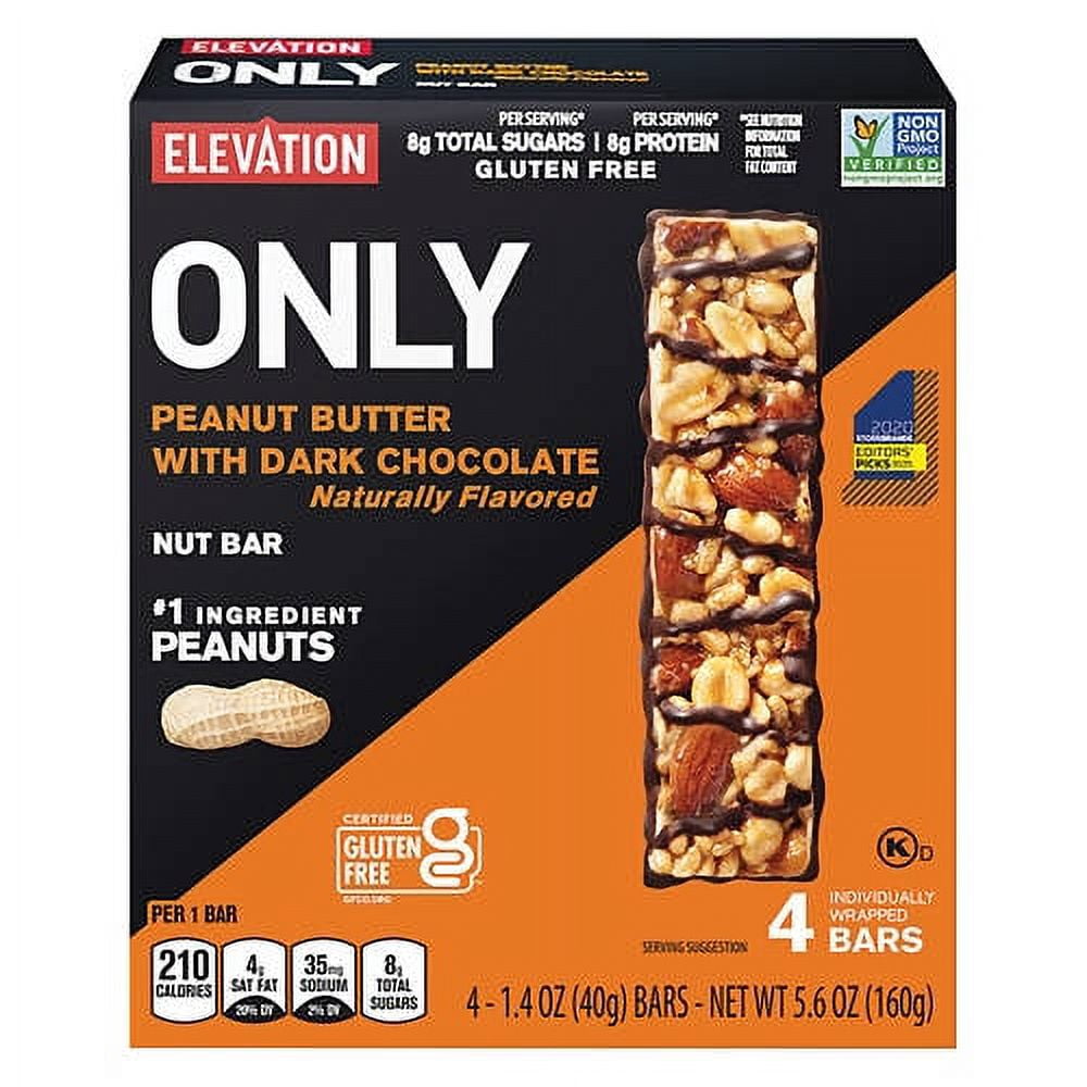 2PK - Elevation Peanut Butter with Dark Chocolate Only Nut Bars, 4 count