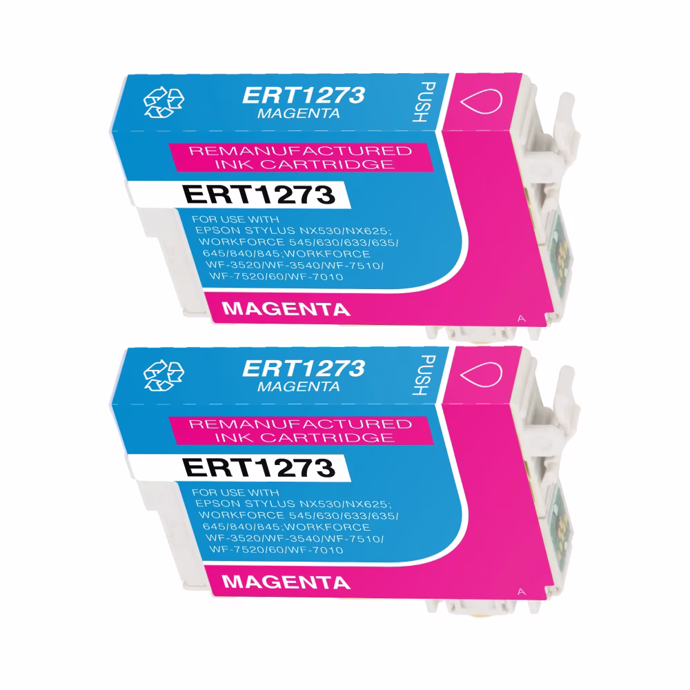 2PK Extra High-Yield Magenta Ink Cartridge Compatible for Epson 127 1273 Compatible for Epson 545 630 633 635 645 840 845 3520 3540 60 7010 7510 7520 Stylus NX530 625
