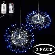 2PK Firework LED String Lights 120LED Copper Wire Strip Fairy Light with Remote Control 8 Modes for Wedding Party Home Birthday Decor Christmas Lights