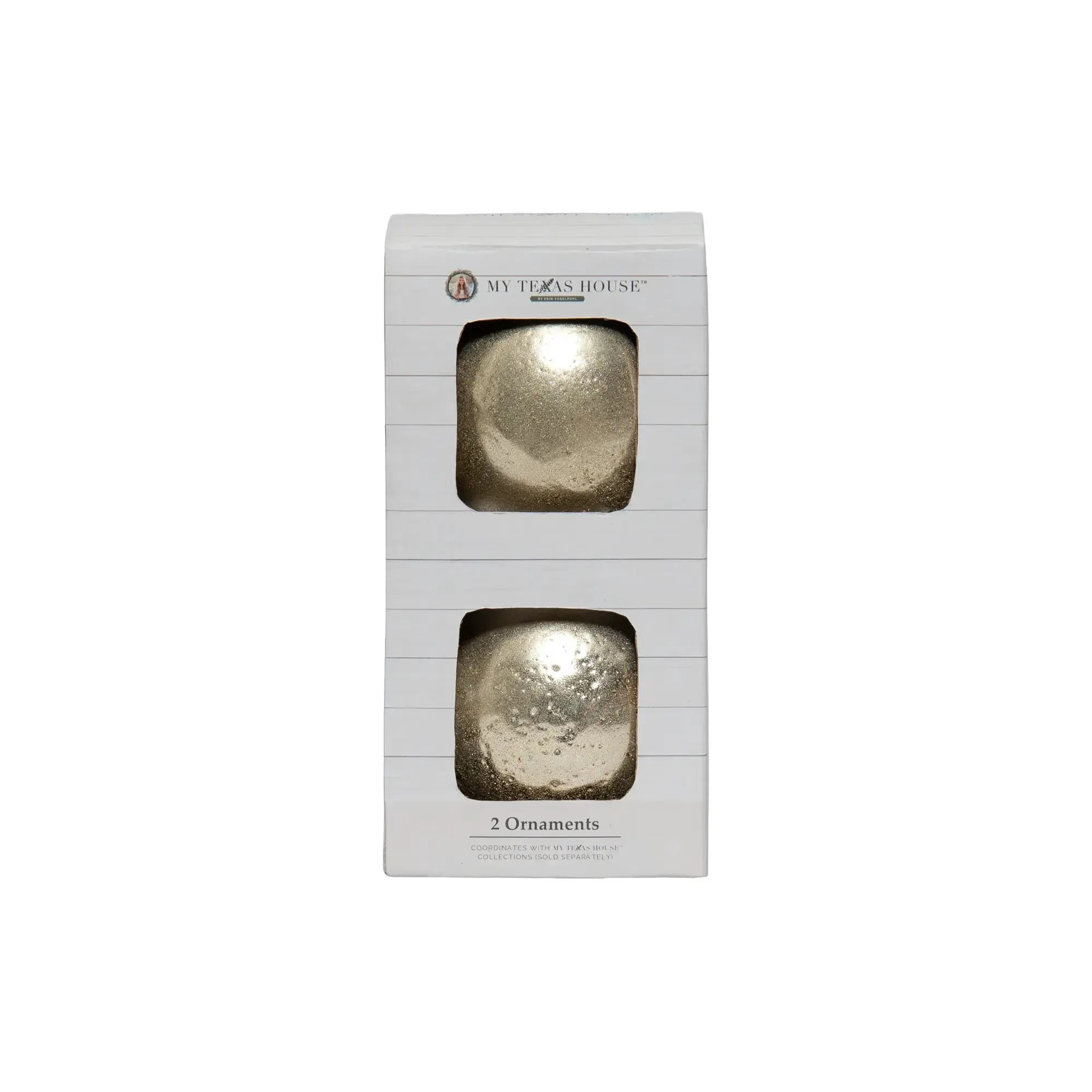 2 Count Hammered Metallic Gold Christmas Ornaments, 5 in, by My Texas House