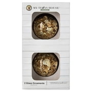 2 Count Gold Foil Glass Ornaments, 4 in, by My Texas House