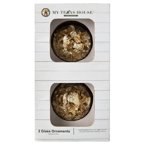 2 Count Gold Foil Glass Ornaments, 4 in, by My Texas House