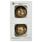 2 Count Gold Foil Glass Ornaments, 4 in, by My Texas House