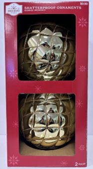 Shiny Gold Jumbo Shatterproof Christmas Ornaments, 2 Count, by Holiday Time