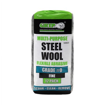 2PK GRIP 54820 #0 Steel Wool Pad Set, 12 Piece