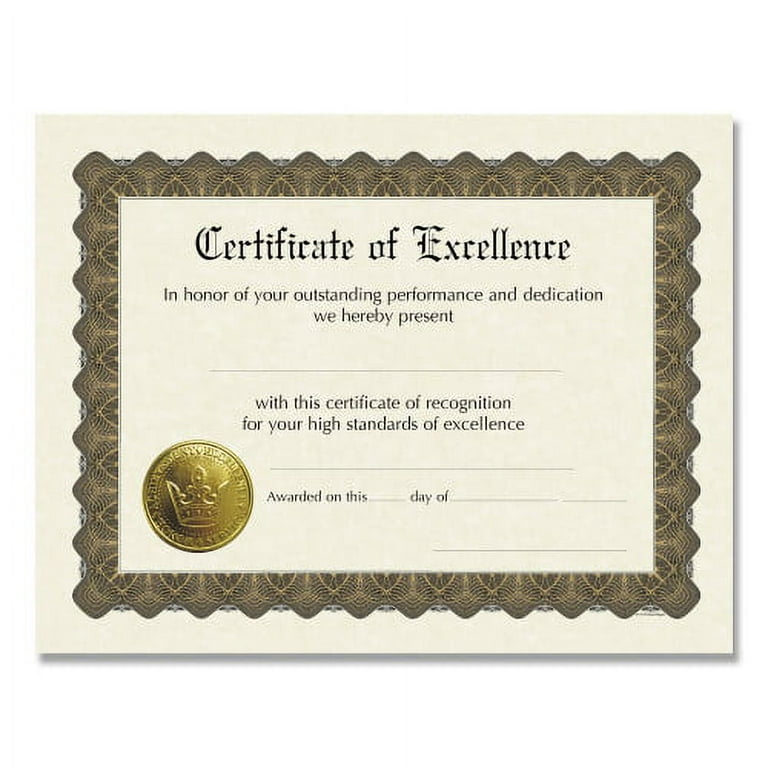 Ready-to-Use Certificates, Excellence, 11 x 8.5, Ivory/Brown/Gold Colors with Brown Border, 6/Pack Ready-to-Use Certificates, Excellence, 11 x 8.5, Ivory/Brown/Gold Colors with Brown Border, 6/Pack