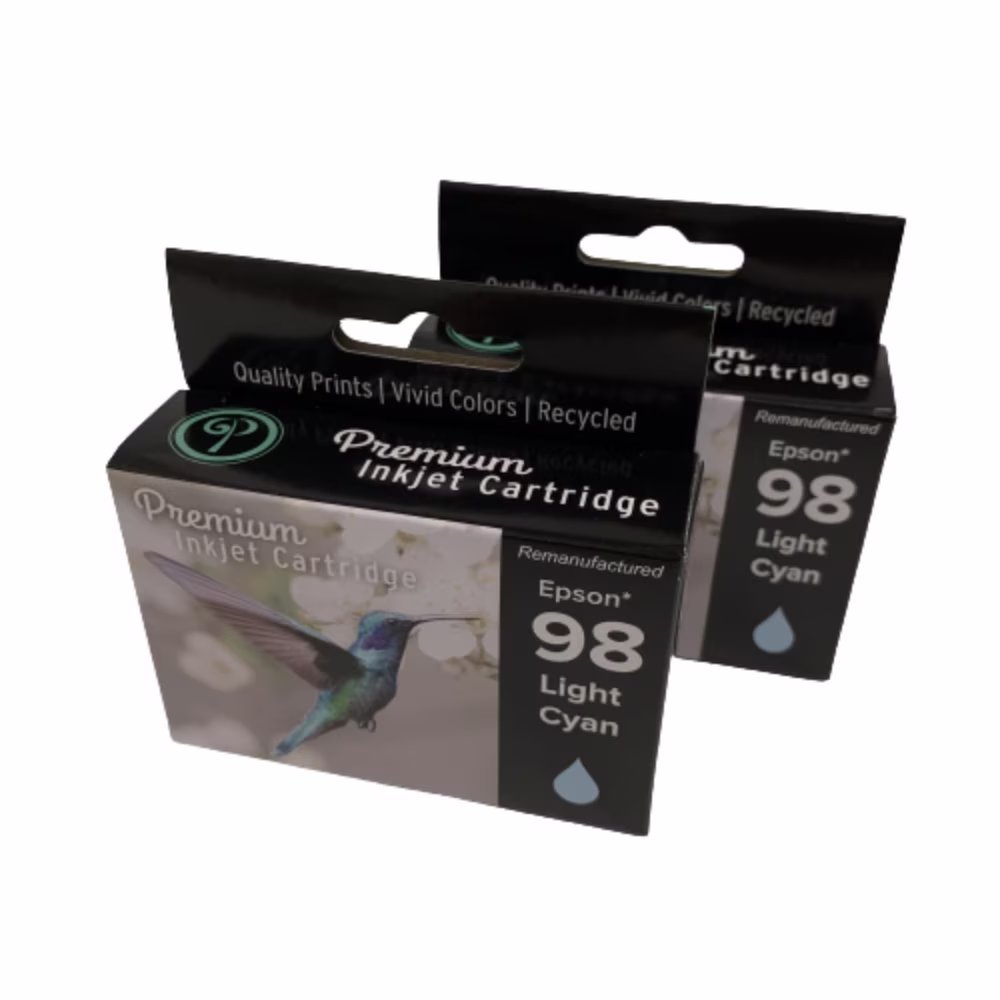 2PK High-Yield Light Cyan Ink Cartridge Compatible for Epson 98 & 99 T0985  Compatible for  Epson Artisan 700 710 725 730 800 810