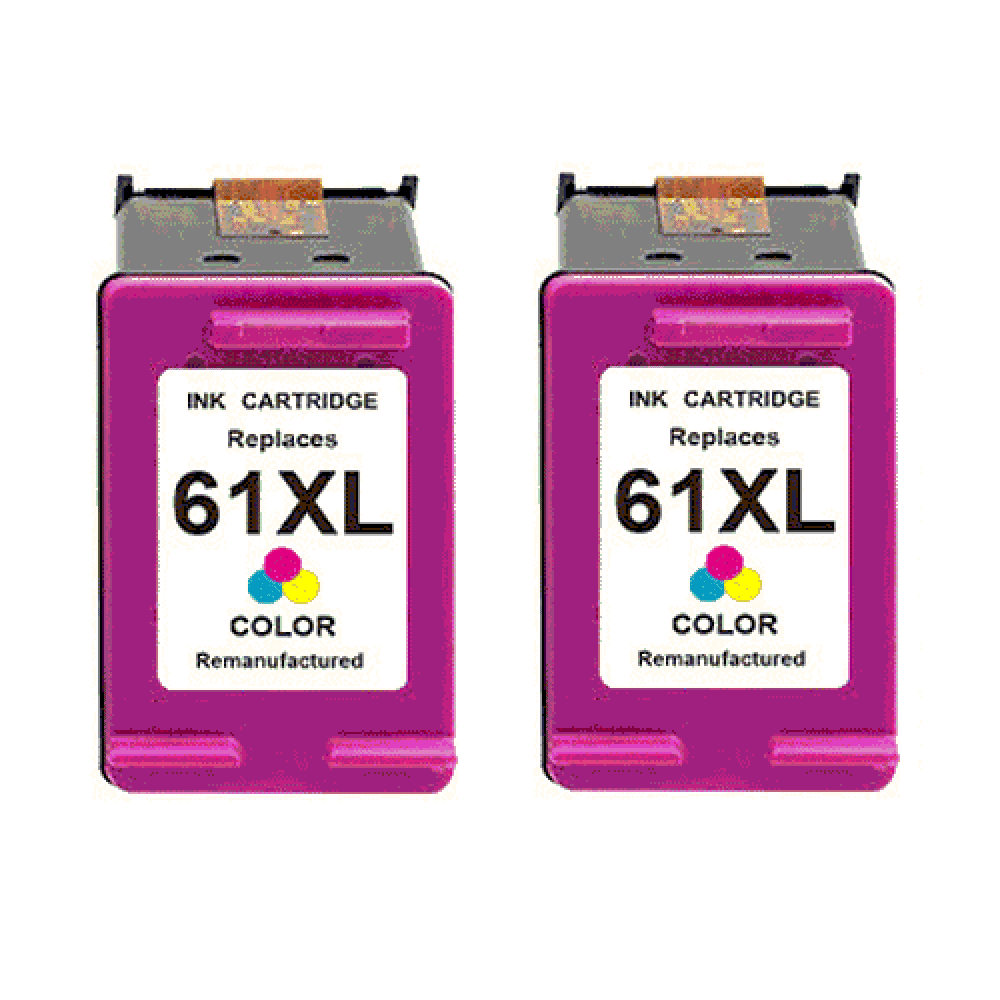 2PK High-Yield Tri-Color Ink Cartridges for HP CH564WN 61XL - Fits HP ...