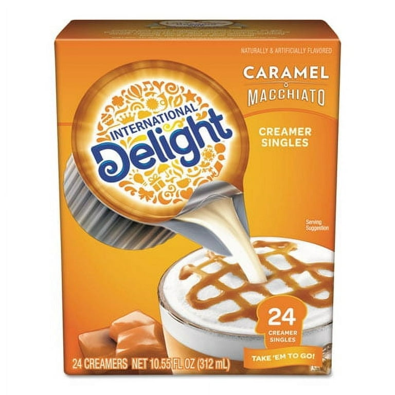 Flavored Liquid Non-Dairy Coffee Creamer, Caramel Macchiato, Mini Cups, 24/Box Flavored Liquid Non-Dairy Coffee Creamer, Caramel Macchiato, Mini Cups, 24/Box