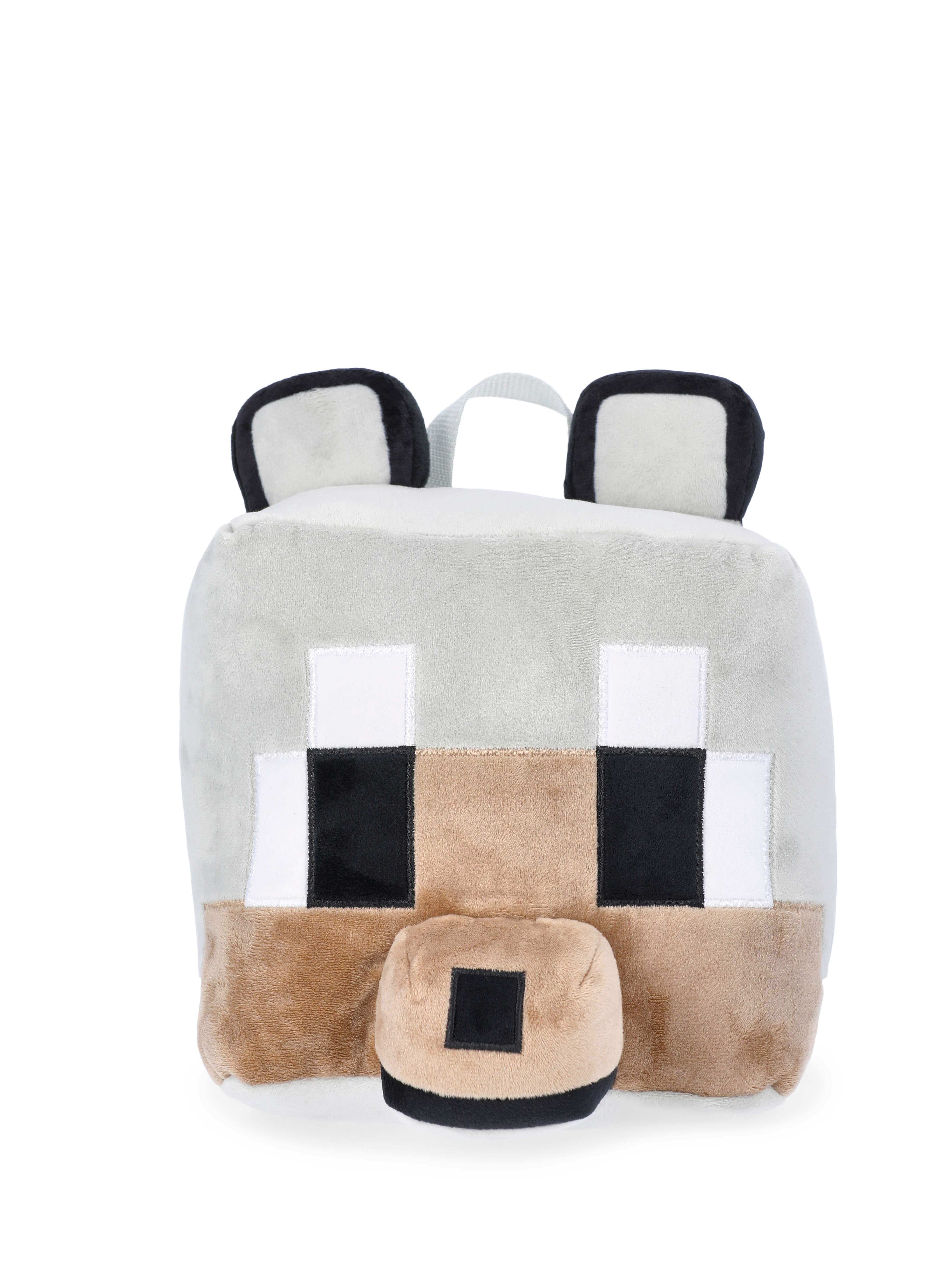 Minecraft Boys Wolf Plush Backpack, 12.5" Grey