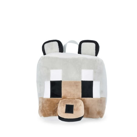 Minecraft Boys Wolf Plush Backpack, 12.5 Grey