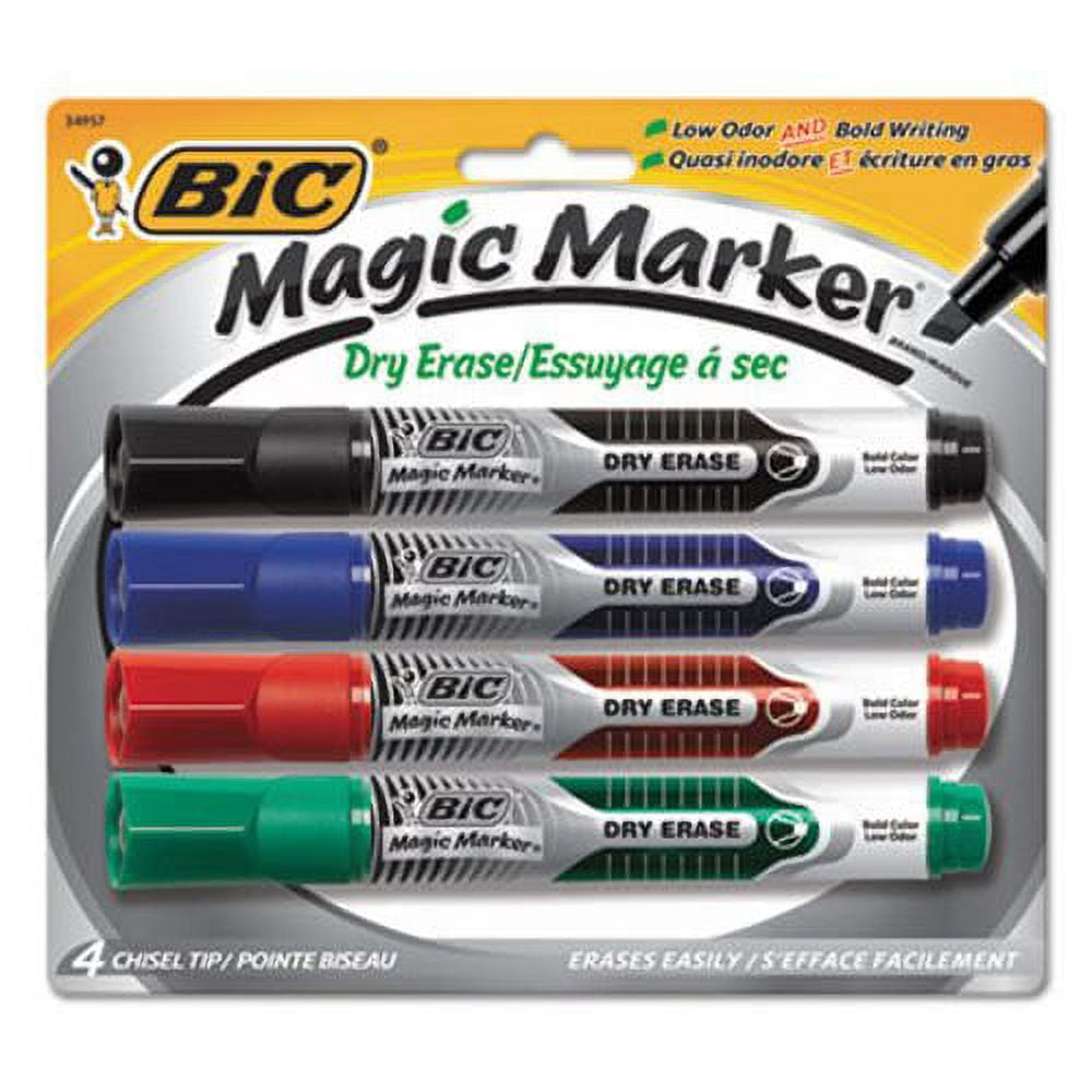 2PK Magic Marker Dry Erase Markers, Assorted, 4 Markers