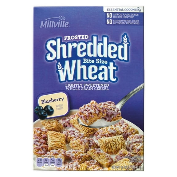 2PK - Millville Blueberry Frosted Shredded Wheat Cereal, 16 oz
