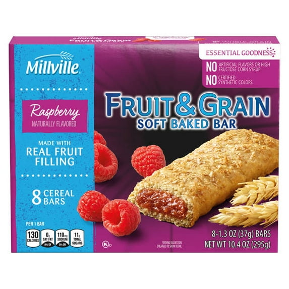 Raspberry Fruit and Grain Cereal Bars, 8 count- Pack of 2