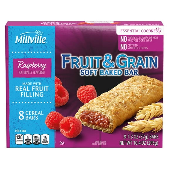 Raspberry Fruit and Grain Cereal Bars, 8 count- Pack of 2