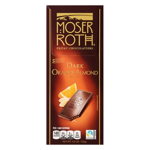 Moser Roth Dark Chocolate Orange Almond Bar - 4.4 oz - (Pack of 2)