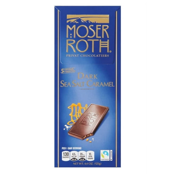 2PK - Moser Roth Dark Sea Salt Caramel Chocolate Bar, 4.4 oz