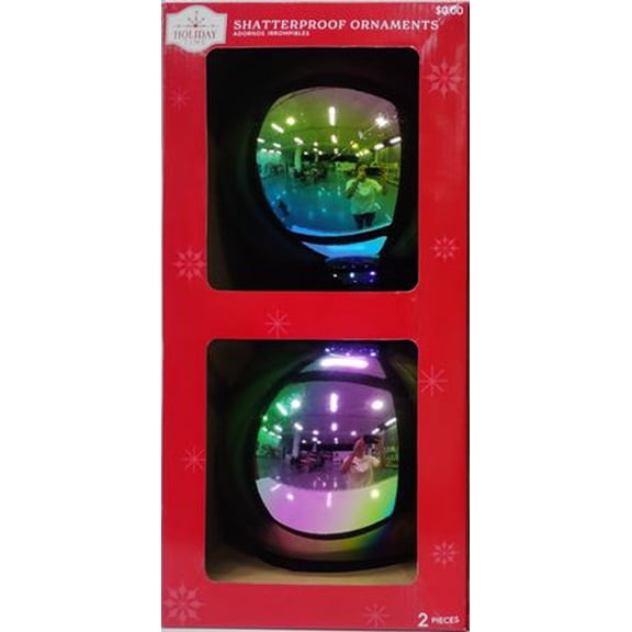 Shiny Oil Slick Jumbo Shatterproof Christmas Ornaments, 2 Count, by Holiday Time
