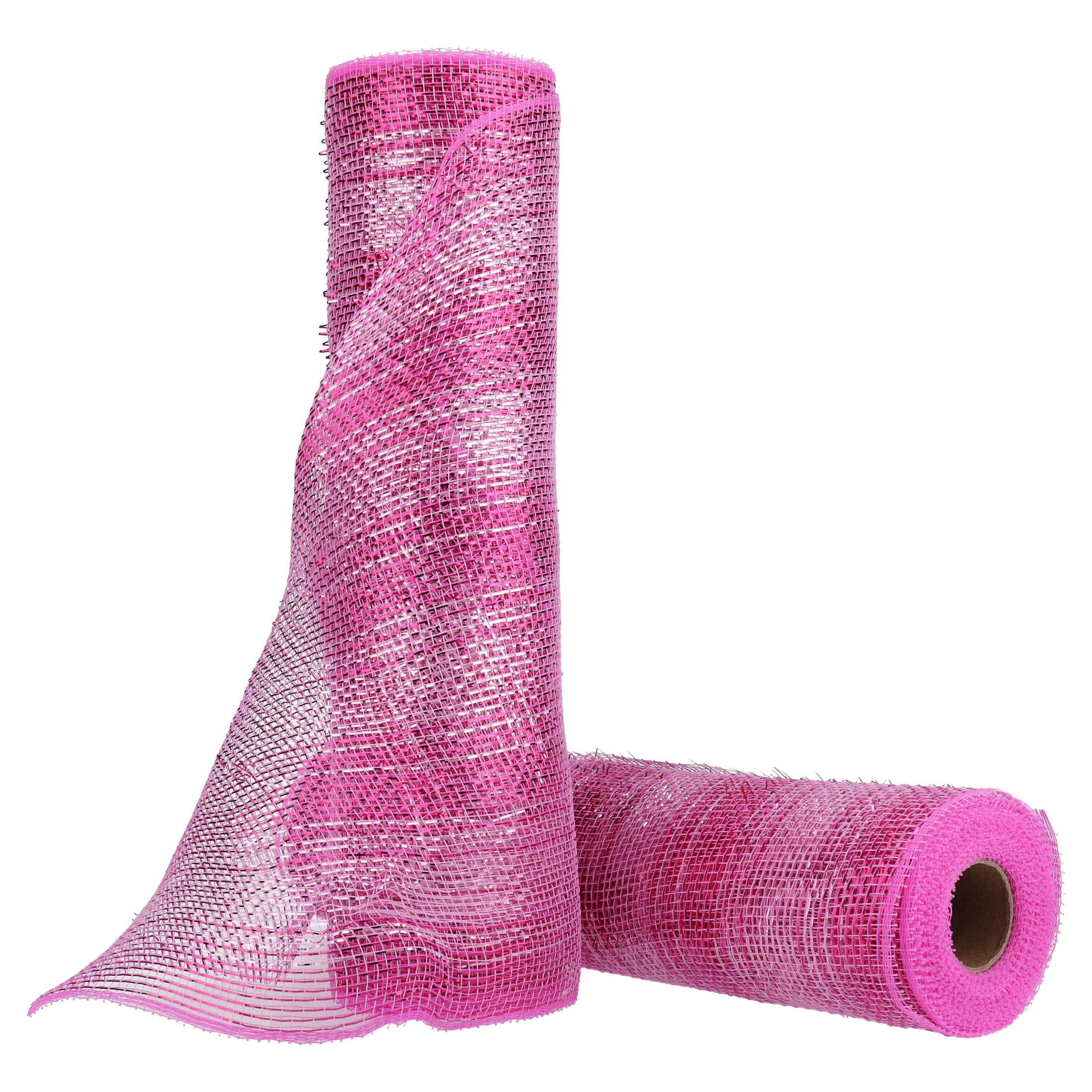 Pink and Silver Decorative Mesh Fabric, 10.5" x 18', 2 Count, by Holiday Time