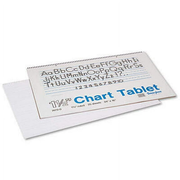 2PK Pacon Chart Tablets, Presentation Format (1.5" Rule), 24 x 16, White, 25 Sheets (74720)