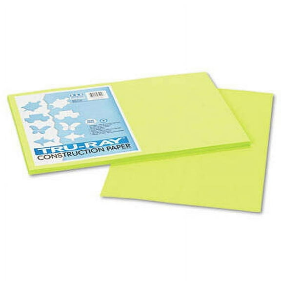 2PK Pacon Tru-Ray Construction Paper, 76 lb Text Weight, 12 x 18, Brilliant Lime, 50/Pack (103425)