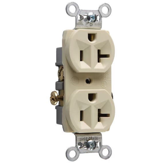 2PK Pass & Seymour/Legrand 20-Amp 125-volt Commercial Duplex Outlet, Ivory