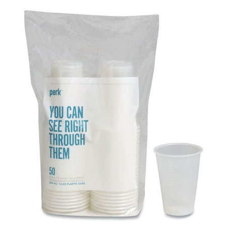 2PK Perk Plastic Cold Cups, 12 oz, Clear, 50/Pack (24393964)