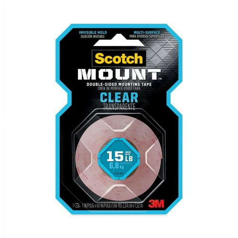 Permanent Clear Mounting Tape, Holds Up to 15 lbs, 1 x 60, Clear Permanent Clear Mounting Tape, Holds Up to 15 lbs, 1 x 60, Clear