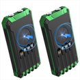thumbnail image 1 of 2PK Power Bank Wireless Charger 46800mAh Built in 4 Cables Six Outputs 15W Fast Charging Power Bank for All Mobile Devices Three Inputs Solar Portable Charger with Dual Flashlights, Carabiner(Green), 1 of 8