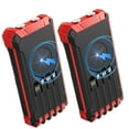 thumbnail image 1 of 2PK Power Bank Wireless Charger 46800mAh Built in 4 Cables Six Outputs 15W Fast Charging Power Bank for All Mobile Devices Three Inputs Solar Portable Charger with Dual Flashlights, Carabiner(Red), 1 of 7