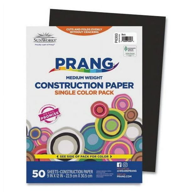 SunWorks Construction Paper, 50 lb Text Weight, 9 x 12, Black, 50/Pack SunWorks Construction Paper, 50 lb Text Weight, 9 x 12, Black, 50/Pack