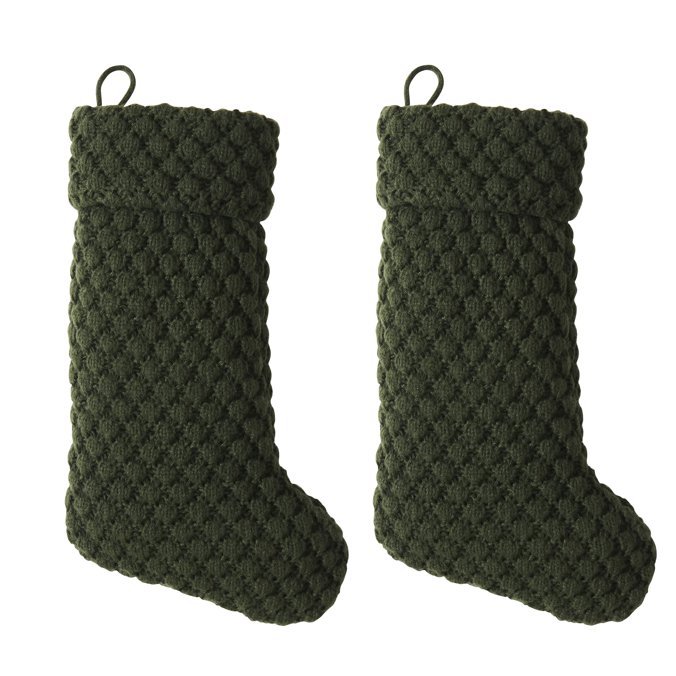 My Texas House Ralph Green Textured Knit Christmas Stockings, 20" x 10" (2 Count)