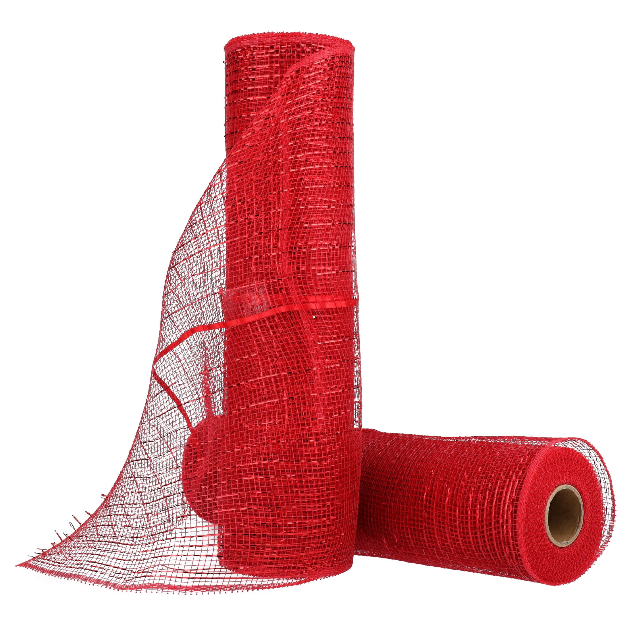 Red Decorative Mesh Fabric, 10.5" x 18', 2 Count, by Holiday Time