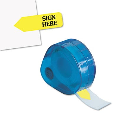 2PK Redi-Tag Arrow Message Page Flags in Dispenser, "Sign Here", Yellow, 120 Flags/Dispenser