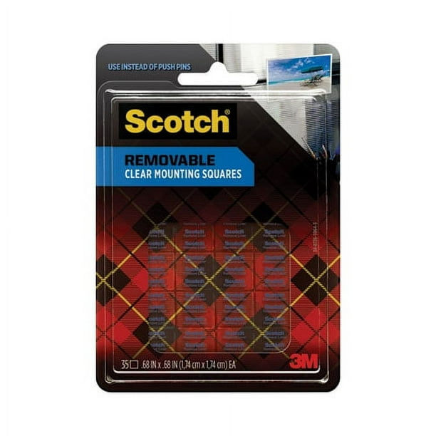 Removable Clear Mounting Squares, Holds Up to 0.33 lbs, 0.69 x 0.69, Clear, 35/Pack Removable Clear Mounting Squares, Holds Up to 0.33 lbs, 0.69 x 0.69, Clear, 35/Pack