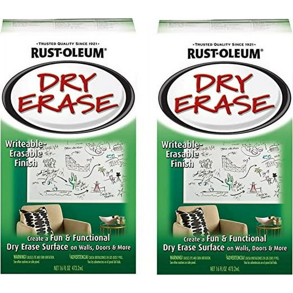 2PK-Rust-Oleum Specialty QT White Dry Erase Brush On Paint