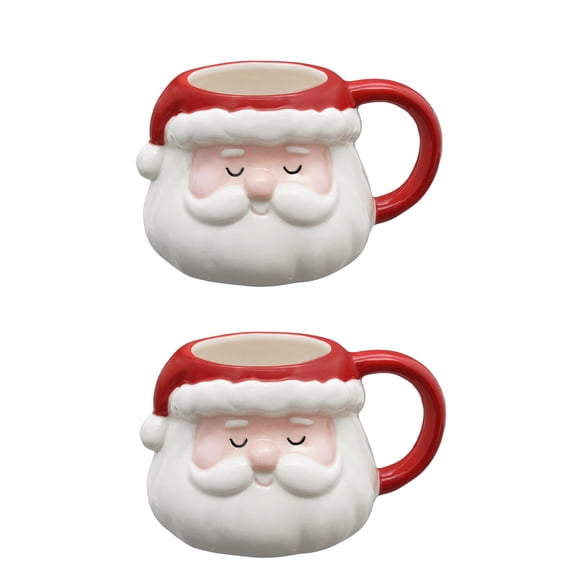 Holiday Time 2 Pack Santa Open Stock Mug Red- 15 oz