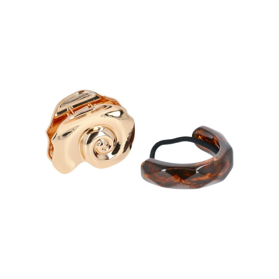 Time and Tru Women's Shell Claw Clip and Hair Cuff Set, 2-Piece