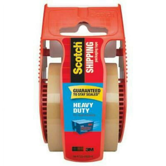 2PK Scotch 3850 Heavy-Duty Packaging Tape with Dispenser, 1.5" Core, 1.88" x 66.66 ft, Tan (143)